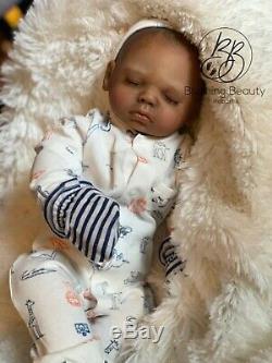 NEW AA African American black Boy Cuddle Baby Reborn Baby Doll 20 Closed Eyes