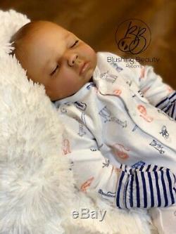 NEW AA African American black Boy Cuddle Baby Reborn Baby Doll 20 Closed Eyes
