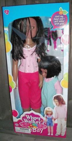 NEW Uneeda Wispy Walker Life Size Walking African American Girl & Baby Doll Set