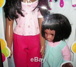 NEW Uneeda Wispy Walker Life Size Walking African American Girl & Baby Doll Set