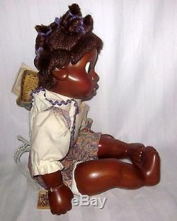 Naber Kids Samantha 18 Wood African American Doll With Tags Vintage Signed 1989