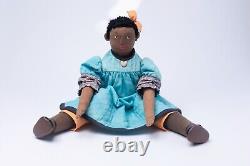 Nancy L. Greaver Vintage African American Doll with Blue Dress and Orange Bow