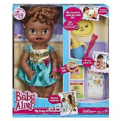 New Baby Alive My Baby All Gone Doll African American Wets Diaper 30 Talk Phrase