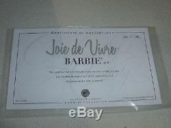 New Barbie Joie De Vivre Platinum Mattel Coa Limited 211/280 African American Le