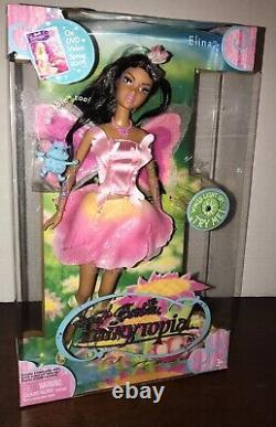 New Fairytopia ELINA Barbie Doll AND BIBBLE Magical Wings light up Near MINT