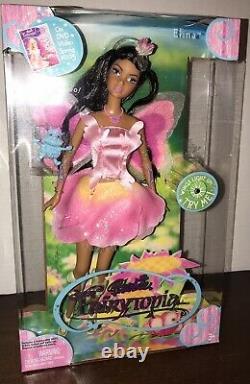New Fairytopia ELINA Barbie Doll AND BIBBLE Magical Wings light up Near MINT