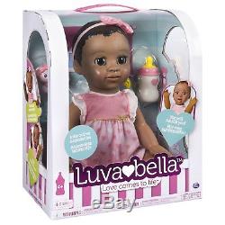 New LUVABELLA Interactive African American Baby Girl Doll with Dark Brown Hair AA