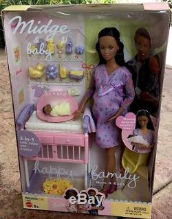 New PREGNANT Midge BARBIE DOLL African American HAPPY FAMILY Baby BUMP Infant AA