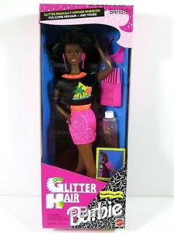 Nib Barbie Doll 1993 Glitter Hair Black African American Rare! 11332 Pink