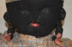 OLD BLACK / AFRICAN AMERICAN DOLL 30 TALL withSTRAW BLACK AMERICANA