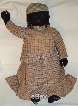 OLD BLACK / AFRICAN AMERICAN DOLL 30 TALL withSTRAW BLACK AMERICANA