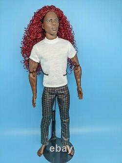 OOAK Barbie Signature Looks Ken Doll #4 Jon AA Custom Reroot Wine Red Curly Hair