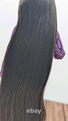 OOAK Custom Reroot Barbie Doll WWE Naomi Black Dark Brown Long Hair Made to Move