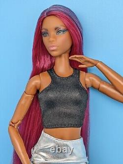 OOAK Signature Looks Barbie Doll Model #7 Tamika Reroot Long Purple & Blue Hair
