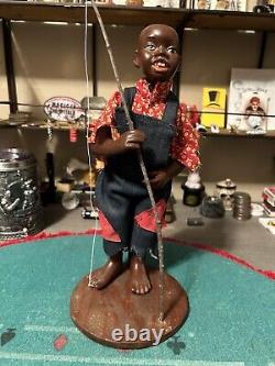 Old Doll Maybe Margie Head African-American Boy With Fishing Pole