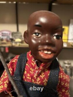 Old Doll Maybe Margie Head African-American Boy With Fishing Pole