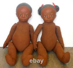 Pair African American Doll by Artist Rebecca Wilson Biedermann Bisque P1677