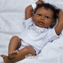 Paradise Galleries Black African American Newborn Doll FlexTouch Silicone Vinyl