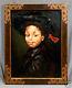 Portrait of African American Girl Oil Painting signed & style of Robert Henri