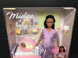Pregnant Midge & Baby Barbie Doll Happy Family AA African American Baby Bump