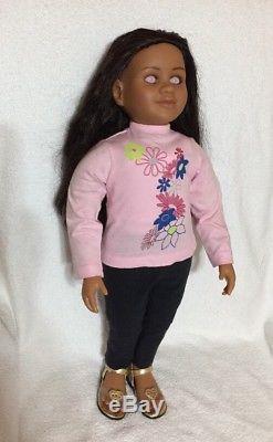 RARE My Twinn Doll 23 Pink Eyes Black long Hair African American
