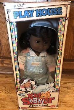 RARE NIB Vintage Playskool Kid Sister African American Doll New In Open Box