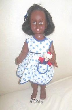 Rare BLACK AFRICAN AMERICAN Vint. 1962 CHATTY CATHY DOLL Mute in cute outfit nr