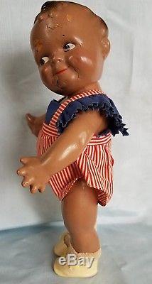 Rare Black VTG Scootles Doll Composition Rose ONeill Kewpie African American12.5