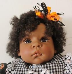 Rare Lee Middleton SIGNED REVA African American Doll in Halloween Dress 21