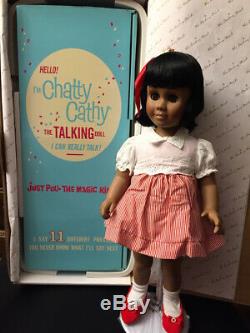 Rare Porcelain African American Chatty Cathy doll-Mattel & Danbury Mint-NIB