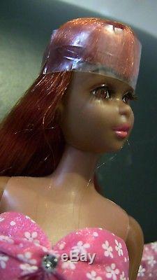 Rare VTG Black AA African American Francie Barbie red hair REPRO dress Cello