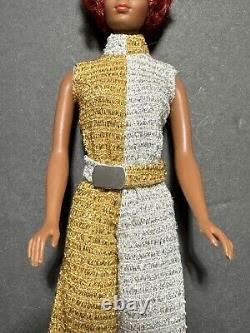 Rare Vintage Christie TNT Barbie Doll 1966 Red Hair Eyelashes Gold Silver Outfit