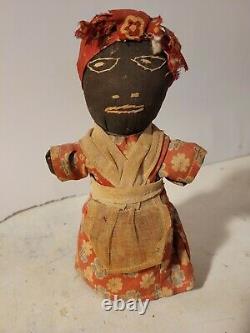 Rare early handmade 1900s Black African American Rag Doll Folk Art