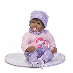 Realistic Lifelike Newborn African American Baby Girl Doll Soft Silicone Vinyl