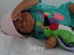 Reborn 19 African American/Ethnic/AA infant baby girl doll Aisha w. HEART BEAT