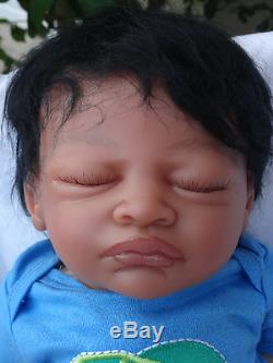 Reborn 19 African American Sleeping Newborn Baby Doll Marlo
