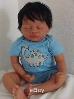 Reborn 19 African American Sleeping Newborn Baby Doll Marlo