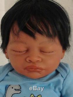 Reborn 19 African American Sleeping Newborn Baby Doll Marlo (Aisha)