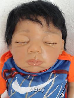 Reborn 21 AA Baby Boy Doll = Baylee Sculpt- sleeping African American Infant