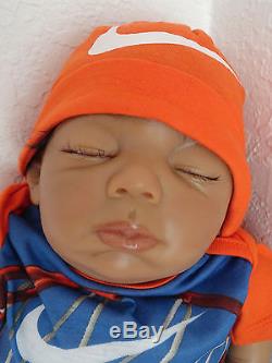 Reborn 21 AA Baby Boy Doll = Baylee Sculpt- sleeping African American Infant