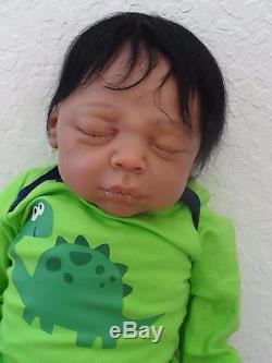 Reborn 21 African American/Ethnic/Biracial Baby Boy Doll Keon -w. Heart beat