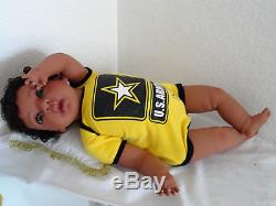 Reborn 22 African American/Ethnic/Biracia Toddler Boy Doll Tyrone Army Strong