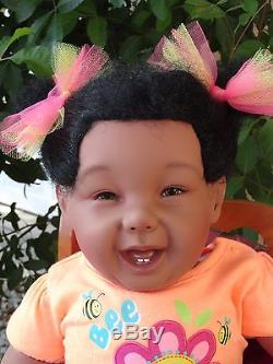 Reborn 22 African American/Girl Doll medium skin Marcella Bee Happy10 days