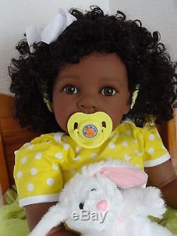 Reborn 22 ethnic/African American dark skin tone toddler girl doll Hosanna