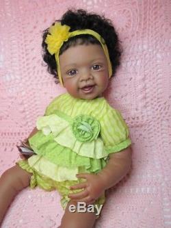 Reborn ADG African American Alexis by Waltraud Hanl with rooted hair