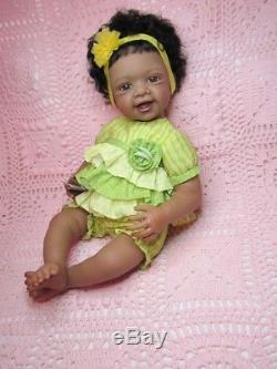 Reborn ADG African American Alexis by Waltraud Hanl with rooted hair