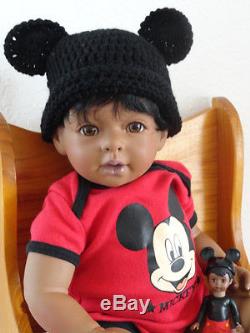 Reborn African American 22 Toddler Boy Doll Marquis and Mickey Mouse