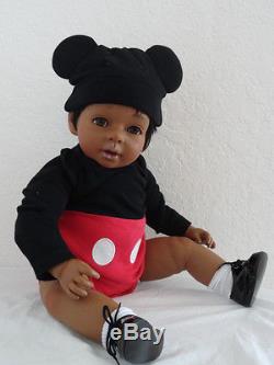 Reborn African American 22 Toddler Boy Doll Marquis and Mickey Mouse