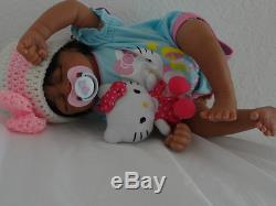 Reborn African American Baby Girl Doll Aisha -sleeping w. Heart Beat