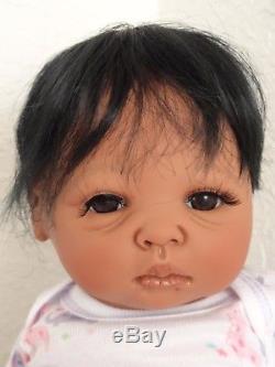 Reborn African American/Ethnic/Biracial 17 Preemie Baby Girl Doll Lollipop